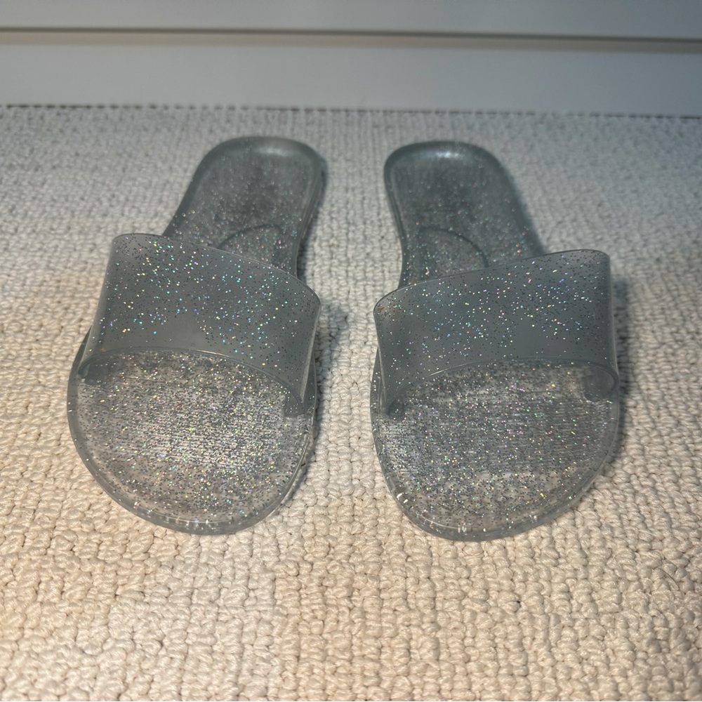 Anthropologie clear/glitter sandals